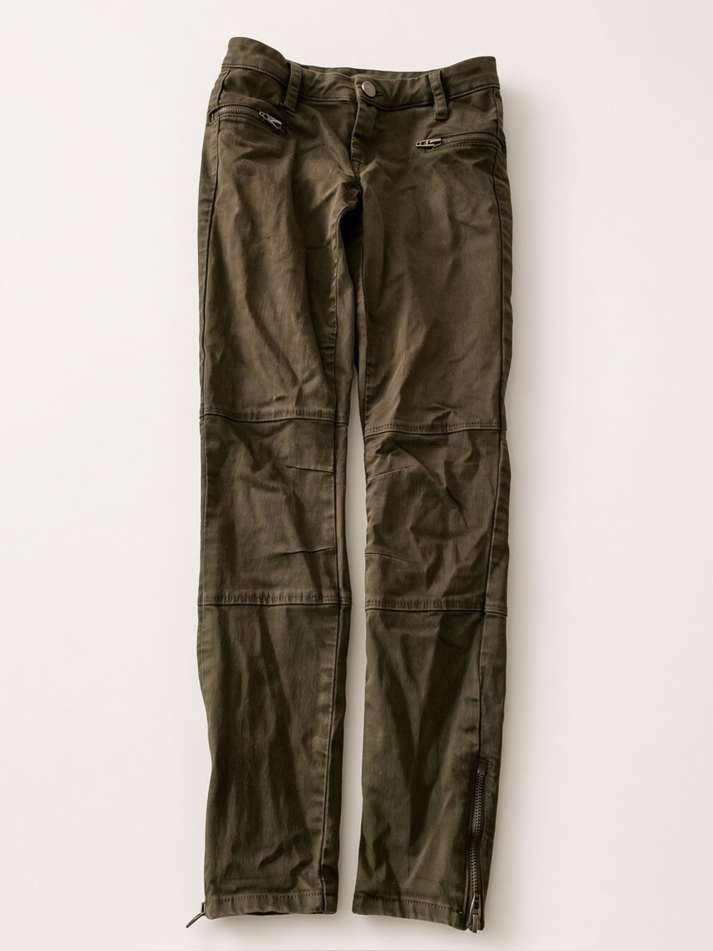 Blank NYC Olive Moto Skinny Jeans | Ankle Zip | 24